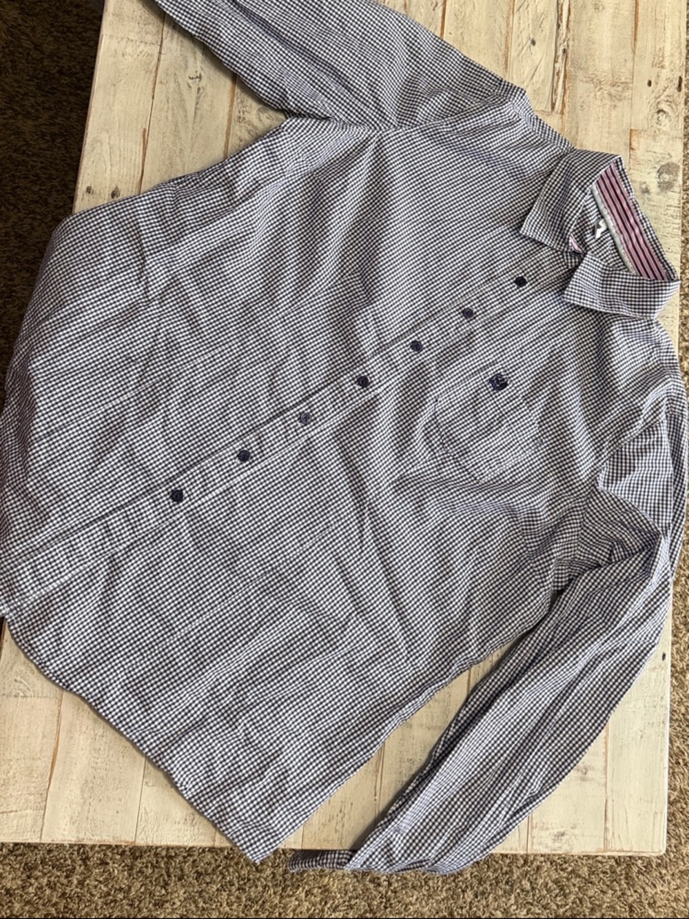 Cinch Women's Navy and White Check Button-Down Shirt